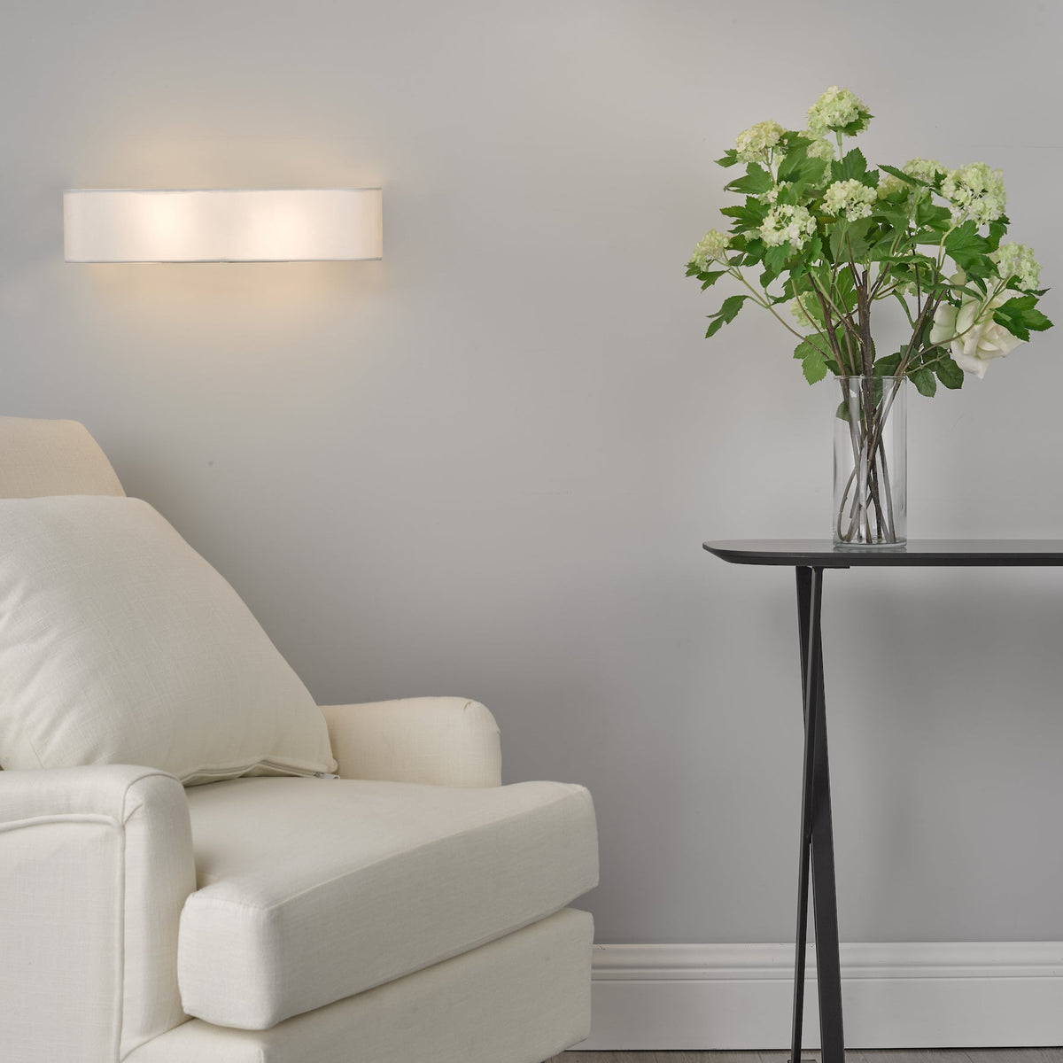 Ronda Wall Light with White Faux Silk Shade