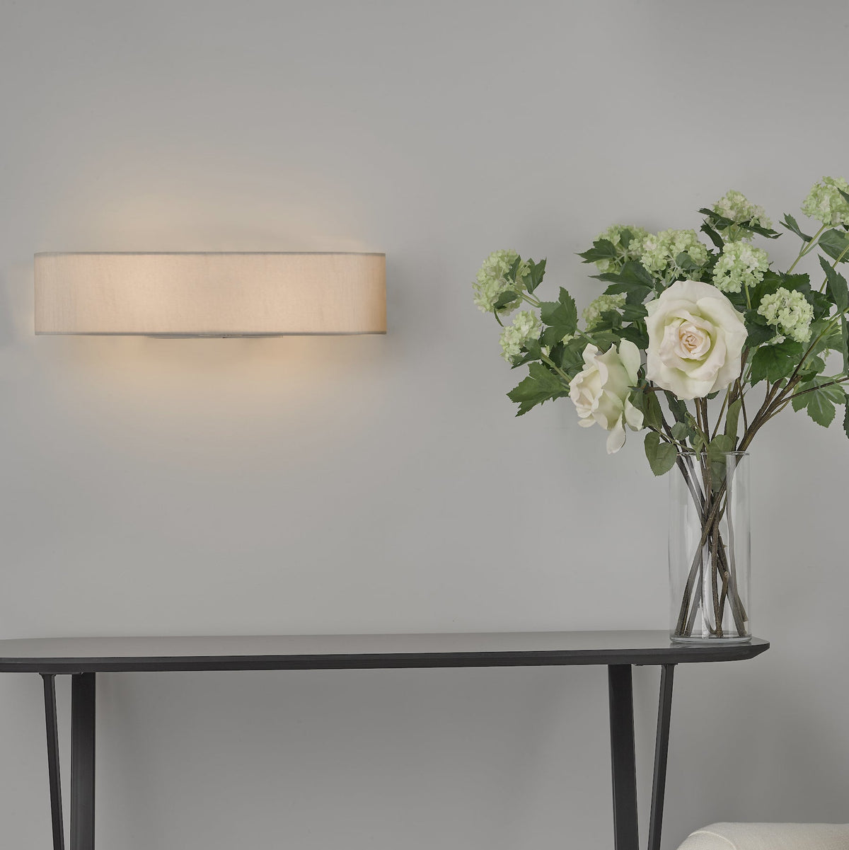 Ronda Wall Light with White Faux Silk Shade