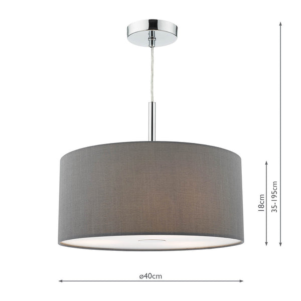 Ronda Three Light Faux Silk Pendant in Slate Grey