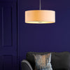 Ronda Three Light Large Faux Silk Pendant in Ecru