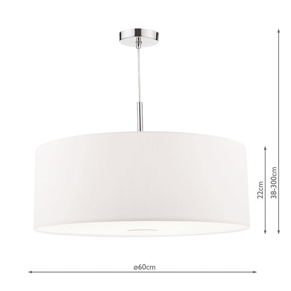 Ronda Three Light Large Faux Silk Pendant in White