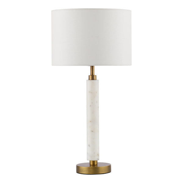 Ruperta Marble Table Lamp in Antique Bronze & Marble & Ivory Linen Shade