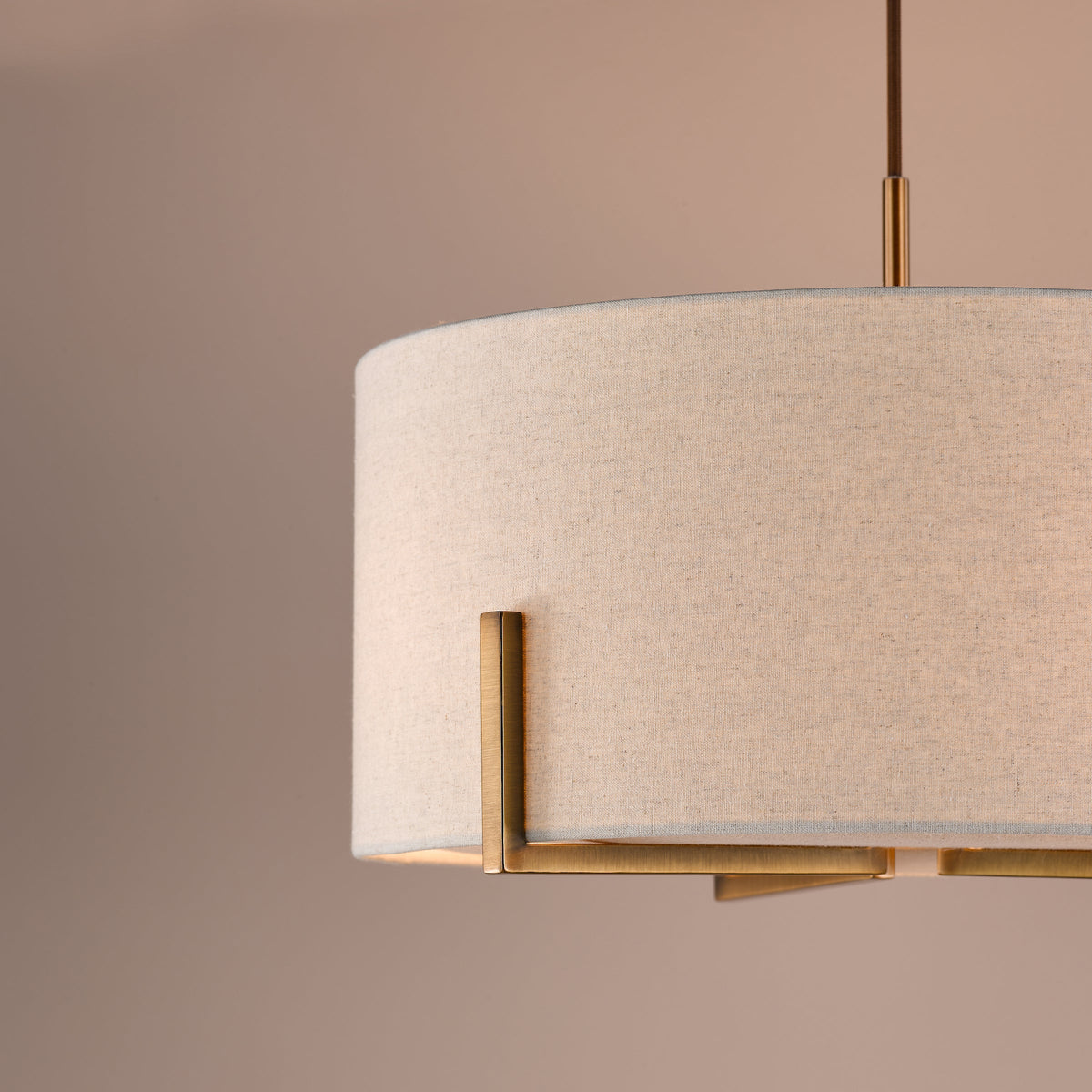 Santino Three Light Pendant in Antique Bronze with Natural Linen Shade