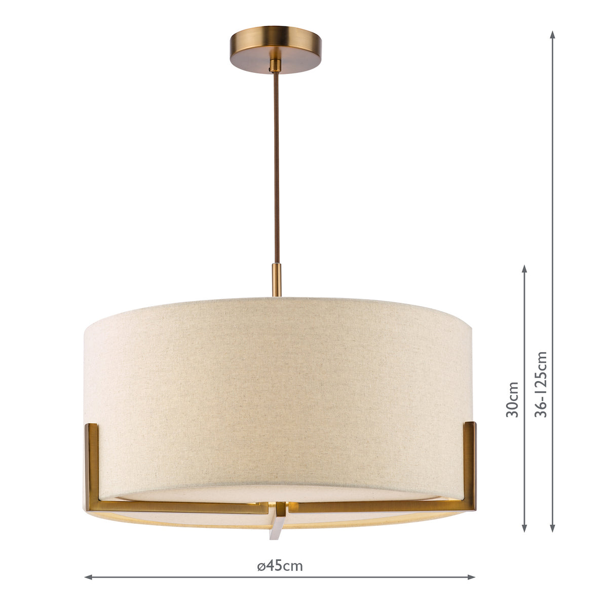 Santino Three Light Pendant in Antique Bronze with Natural Linen Shade