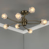 Seattle Eight Light Semi Flush Fitting in Antique Brass