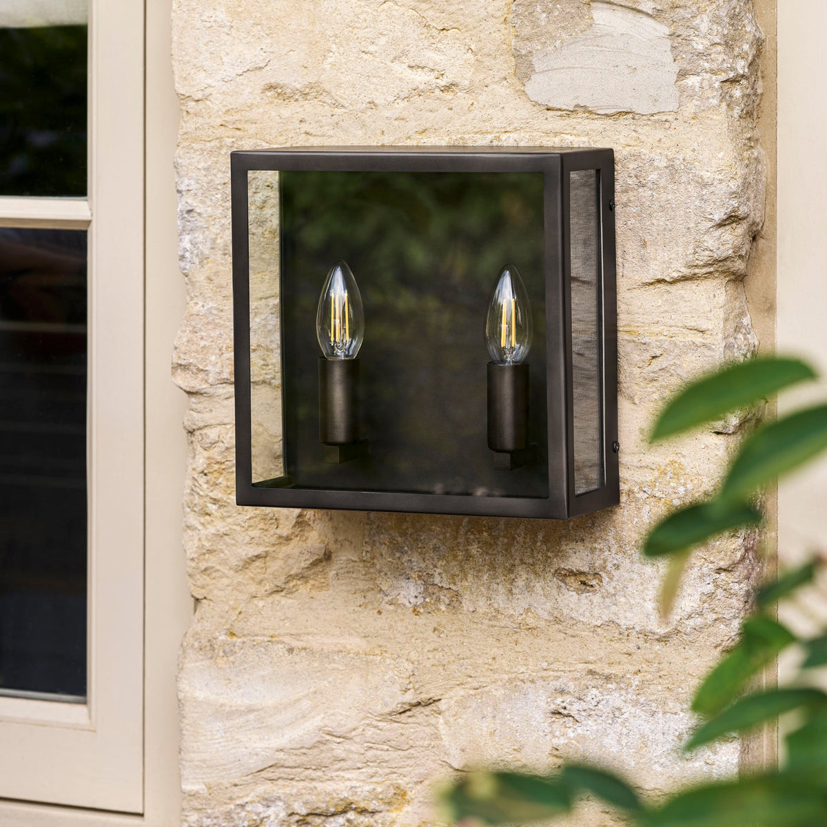 Sandford Outdoor Double Box Lantern In Antique Bronze