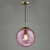 Ripple Single Pendant In Bronze With Pink Ripple Glass Shade