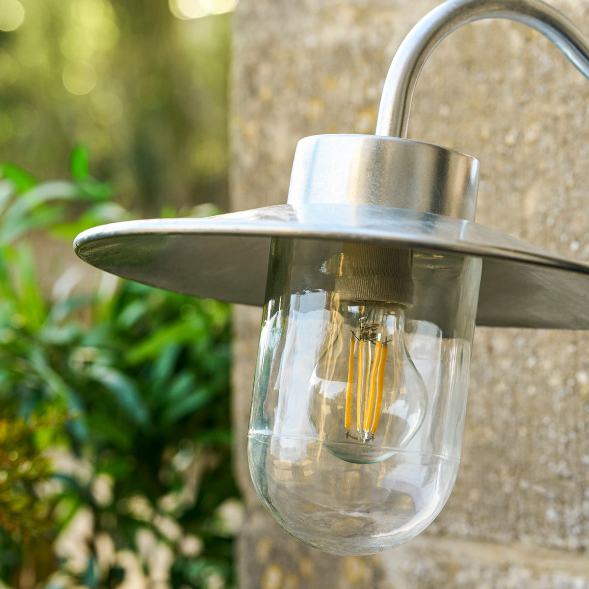 St Ives Swan Neck Exterior Galvanised Wall Light
