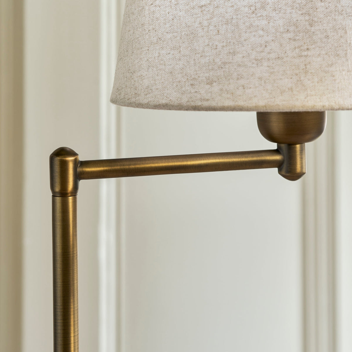 Peartree Antique Bronze Table Lamp With Natural Shade