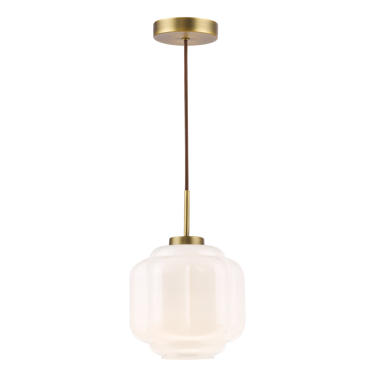 Sumitra Small Antique Bronze Pendant with Opal Glass Shade