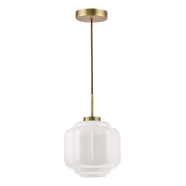 Sumitra Small Antique Bronze Pendant with Opal Glass Shade