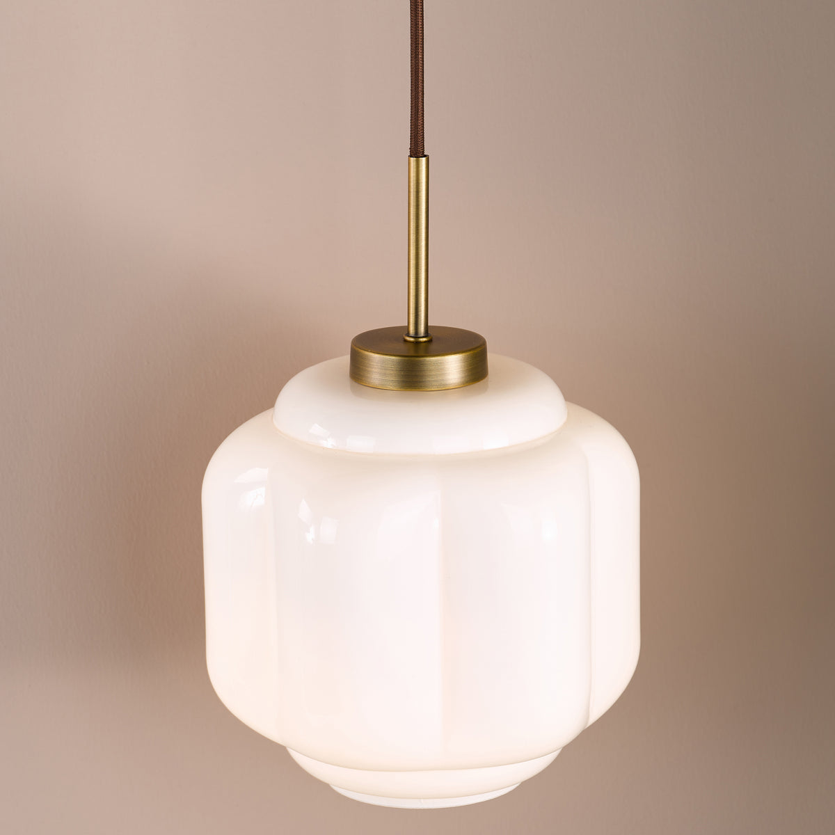 Sumitra Small Antique Bronze Pendant with Opal Glass Shade