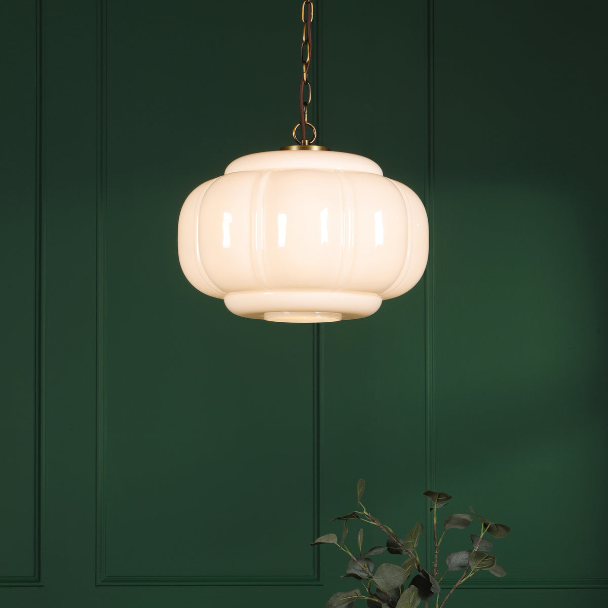 Sumitra Large Antique Bronze Pendant with Opal Glass Shade