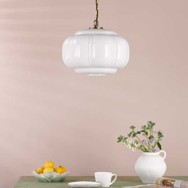 Sumitra Large Antique Bronze Pendant with Opal Glass Shade