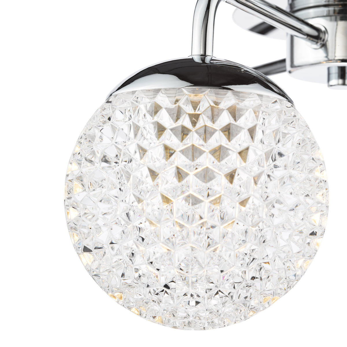 Teva Three Light Semi Flush IP44 Ceiling Light In Polished Chrome with Faceted Acrylic Shades