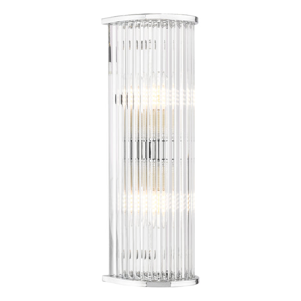 Tobiah IP44 Bathroom Wall Light in Polished Chrome with Clear Glass Rods