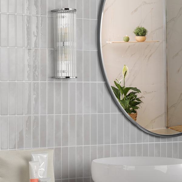 Tobiah IP44 Bathroom Wall Light in Polished Chrome with Clear Glass Rods