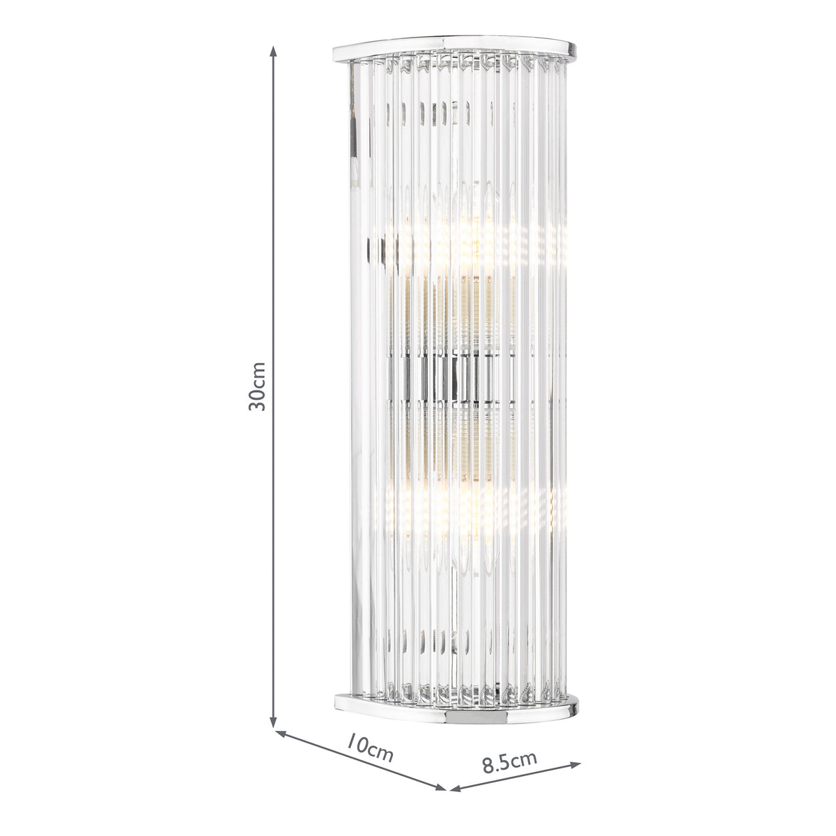 Tobiah IP44 Bathroom Wall Light in Polished Chrome with Clear Glass Rods