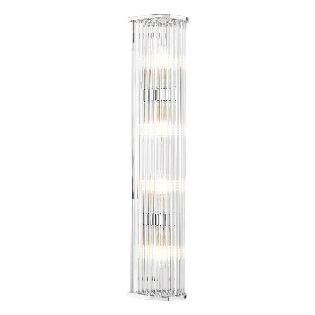 Tobiah IP44 Large Bathroom Wall Light in Polished Chrome with Clear Glass Rods