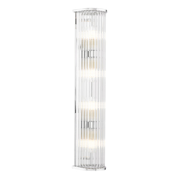 Tobiah IP44 Large Bathroom Wall Light in Polished Chrome with Clear Glass Rods