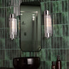 Tommaso IP44 Wall Light In Polished Nickel with Ribbed Glass Shade