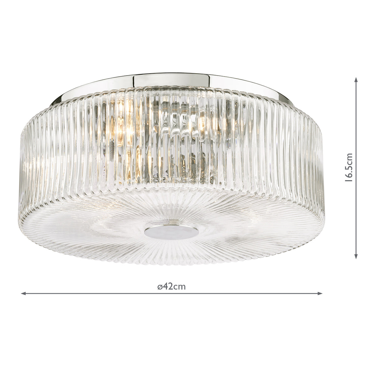 Twyman IP44 Bathroom Ceiling Light in Polished Chrome with Ribbed Glass Shade