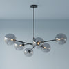 Vignette Six Light Pendant In Matt Black with Smoked Dimpled Glass Shades