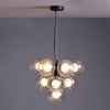Vine Ten Light Cluster Pendant In Satin Black with Clear & Opal Glass Shades