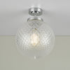 Wayne IP44 Semi Flush Ceiling Light In Polished Chrome With Textured Glass Shade