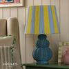 Whitby Table Lamp in Matt Blue with Striped Blue & Yellow Fabric Shade