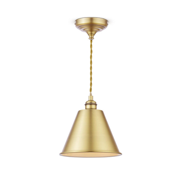 Wollaton Pendant In Matt Antique Brass and Matt White