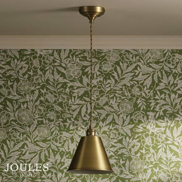 Wollaton Pendant In Matt Antique Brass and Matt White