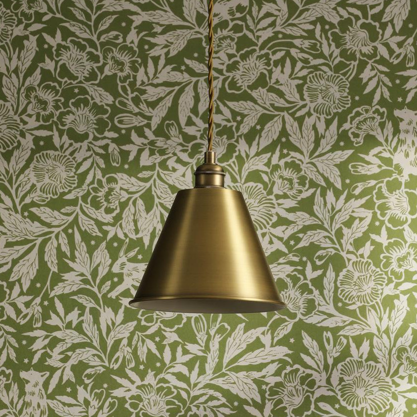 Wollaton Pendant In Matt Antique Brass and Matt White