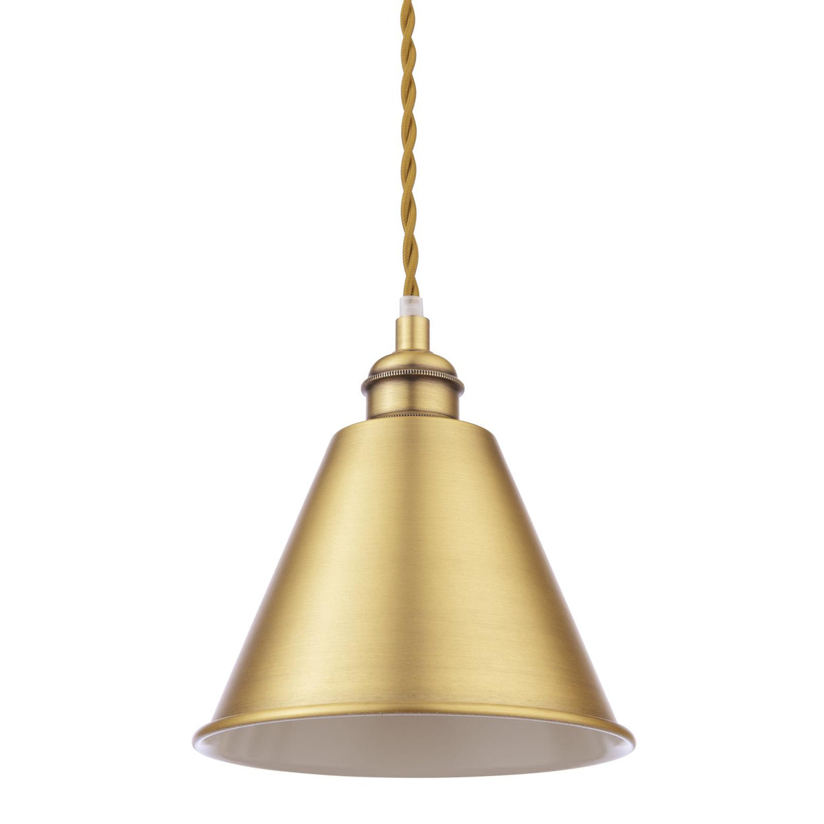 Joules Wollaton 3 drop linear pendant in matt antique brass with white interior
