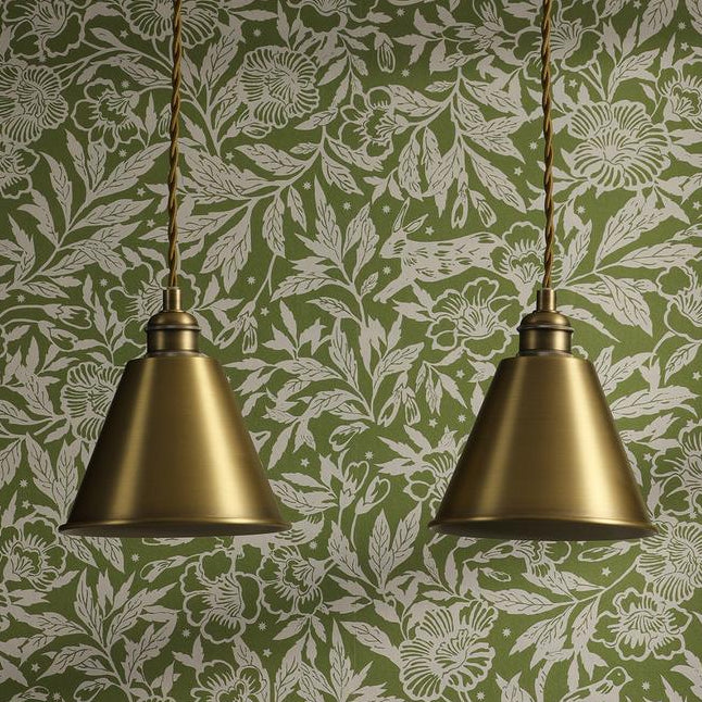 Wollaton 3 Drop Linear Pendant In Matt Antique Brass and Matt White
