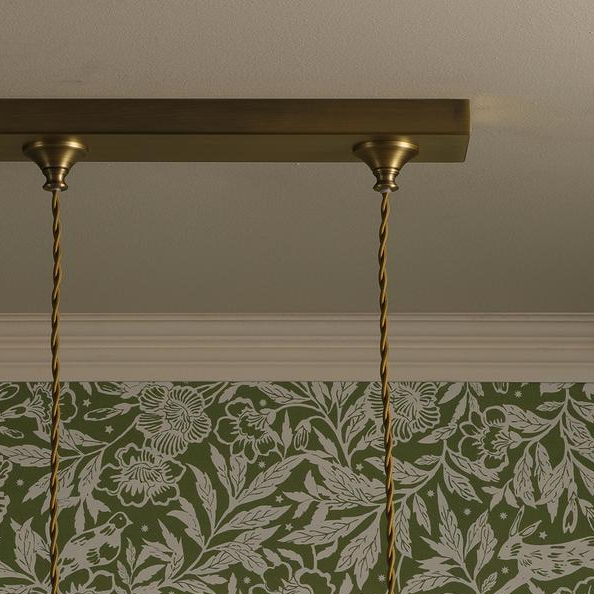 Wollaton 3 Drop Linear Pendant In Matt Antique Brass and Matt White