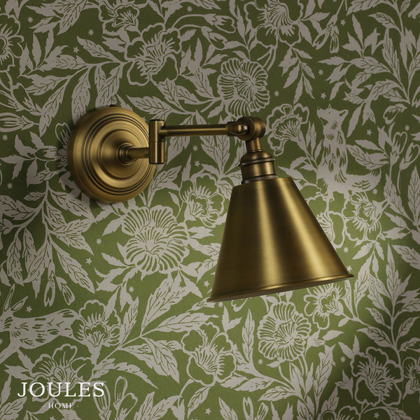 Wollaton Swing Arm Wall Light in Matt Antique Brass & Matt White