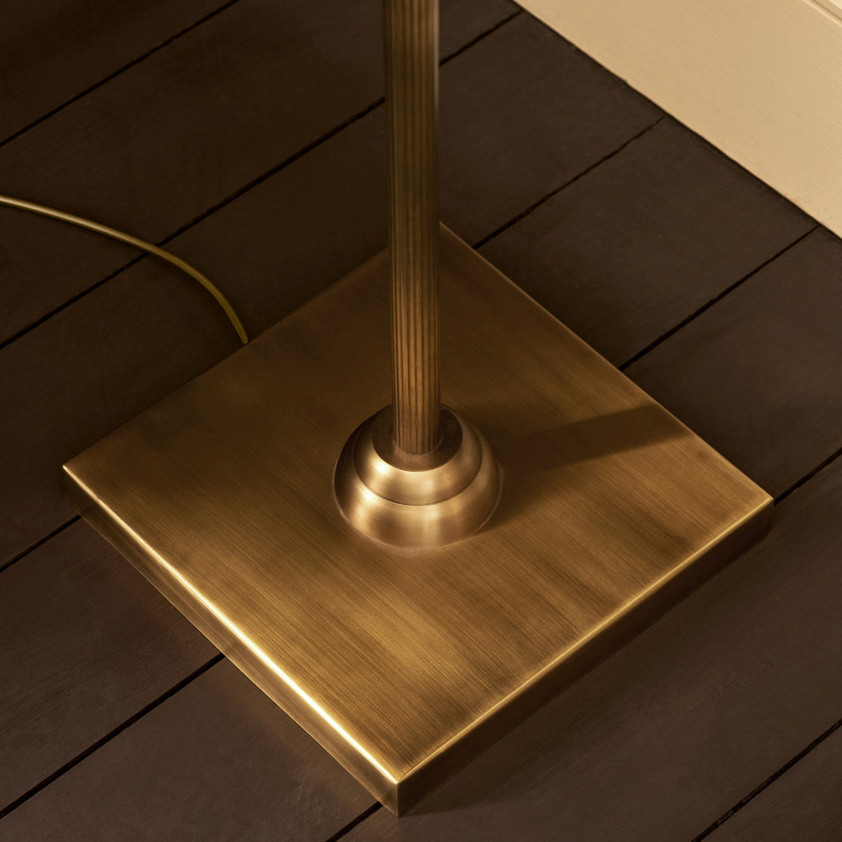 Kelmscot Floor Lamp in Antique Bronze With Linen Shade
