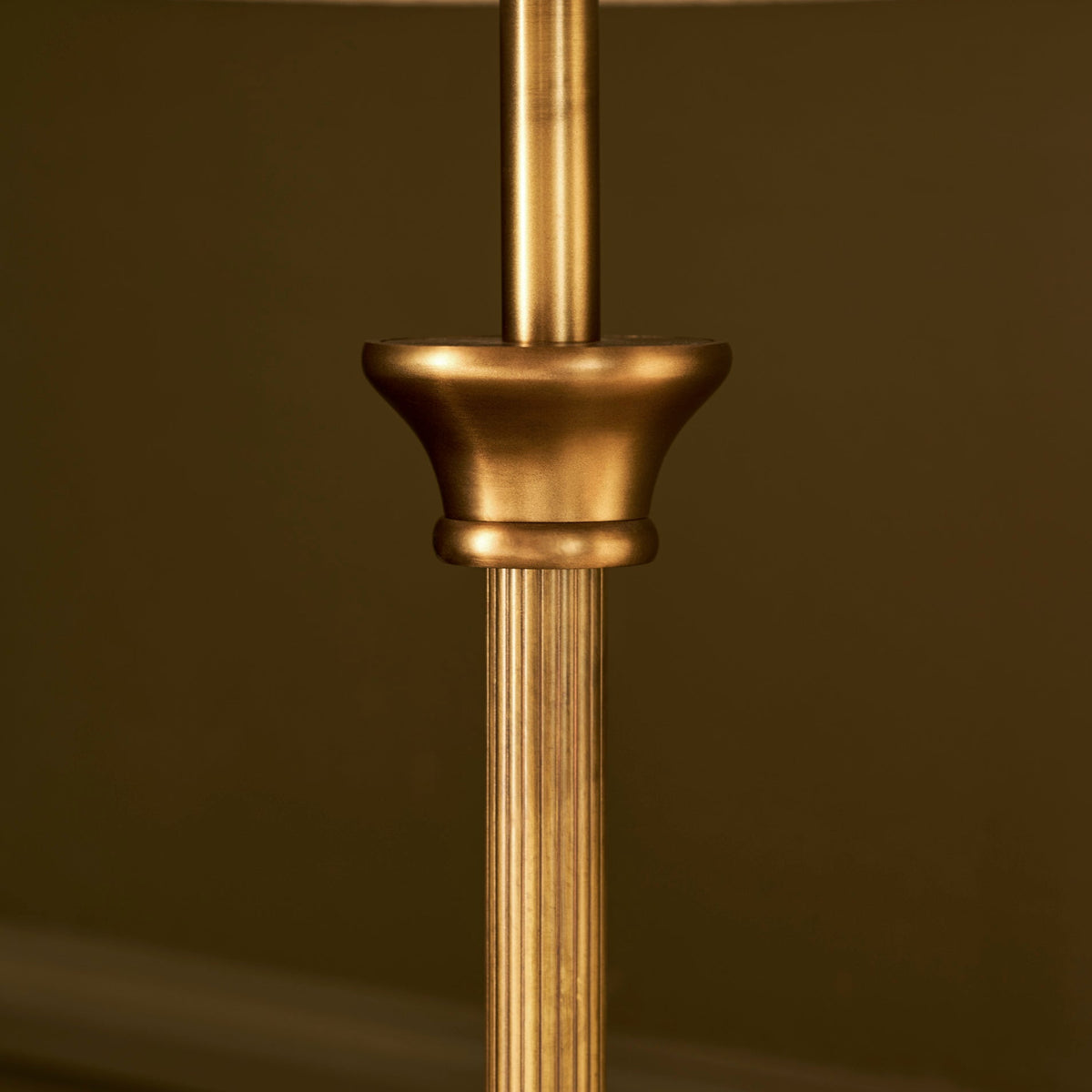 Kelmscot Floor Lamp in Antique Bronze With Linen Shade