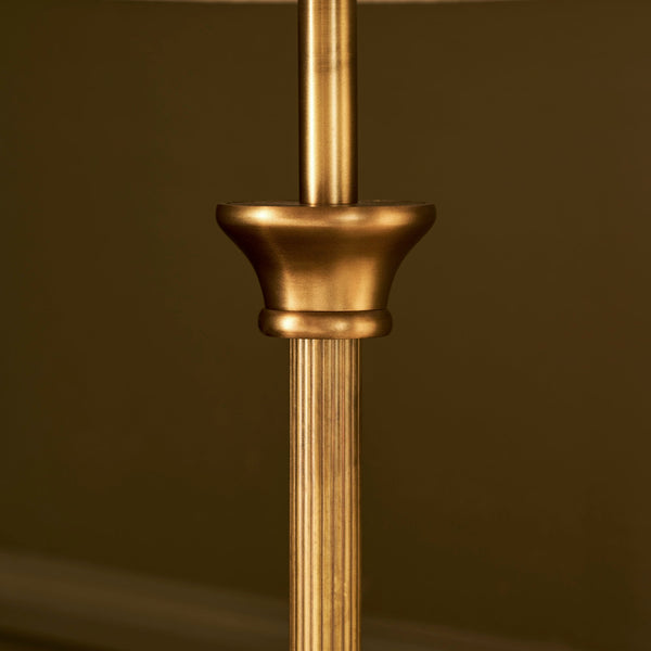 Kelmscot Floor Lamp in Antique Bronze With Linen Shade