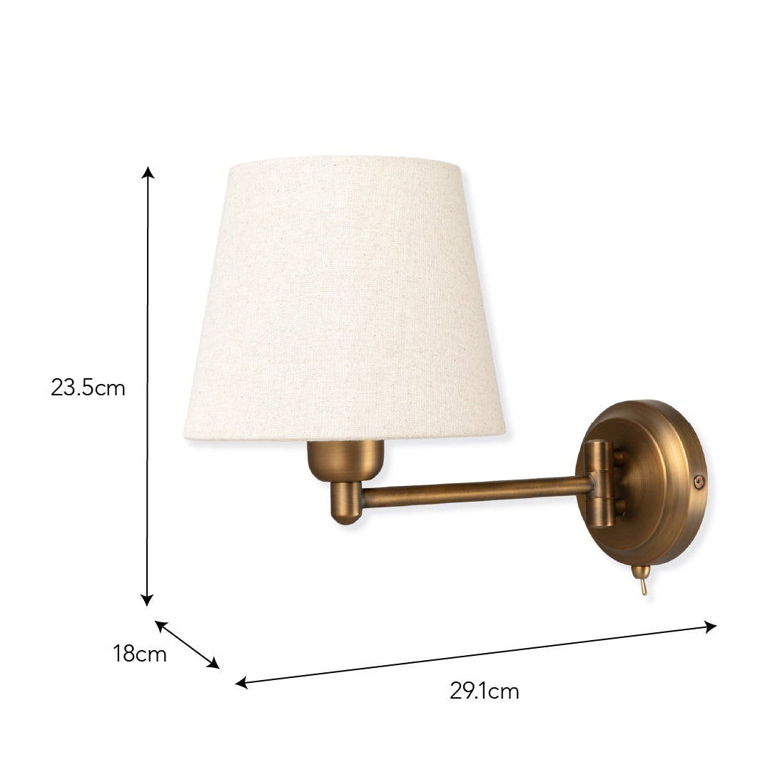 Peartree Single Switched Wall Light in Antique Bronze