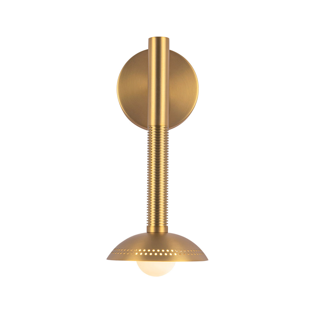Arden Single Arm LED Wall Sconce in Brushed Gold and Opal Glass
