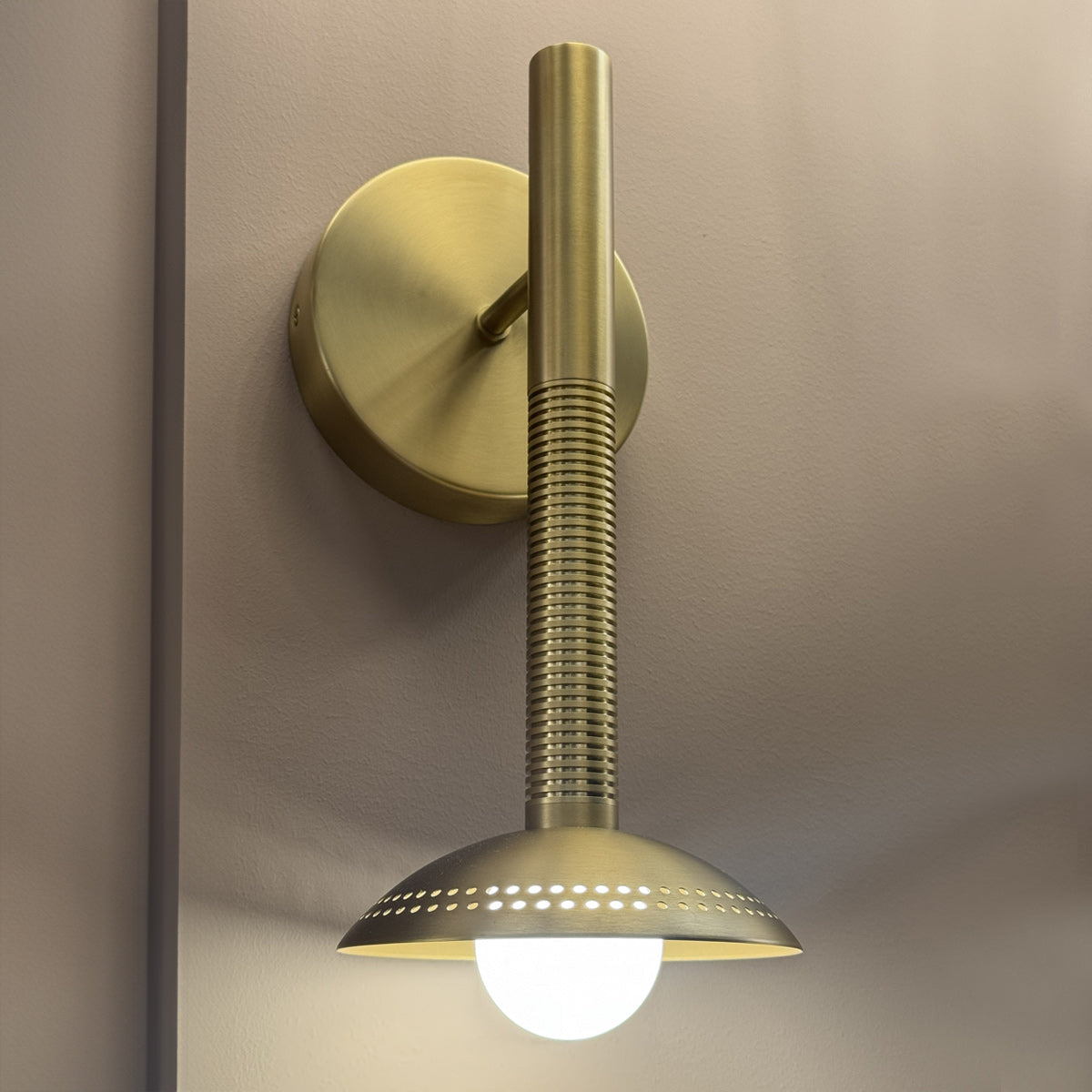 Arden Single Arm LED Wall Sconce in Brushed Gold and Opal Glass
