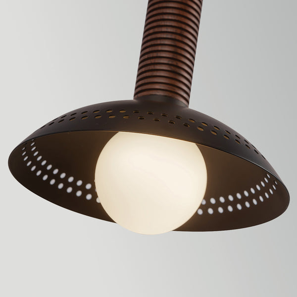 Arden Single Arm LED Wall Sconce in Matte Black with Walnut Wood Veneer and Opal Glass