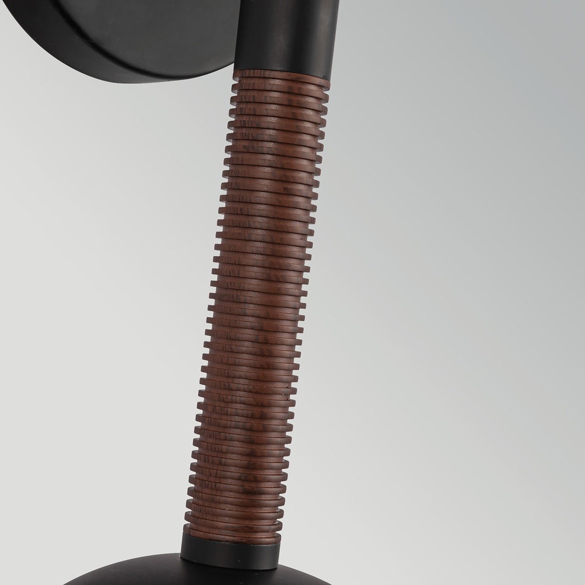 Arden Single Arm LED Wall Sconce in Matte Black with Walnut Wood Veneer and Opal Glass