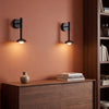 Arden Single Arm LED Wall Sconce in Matte Black with Walnut Wood Veneer and Opal Glass