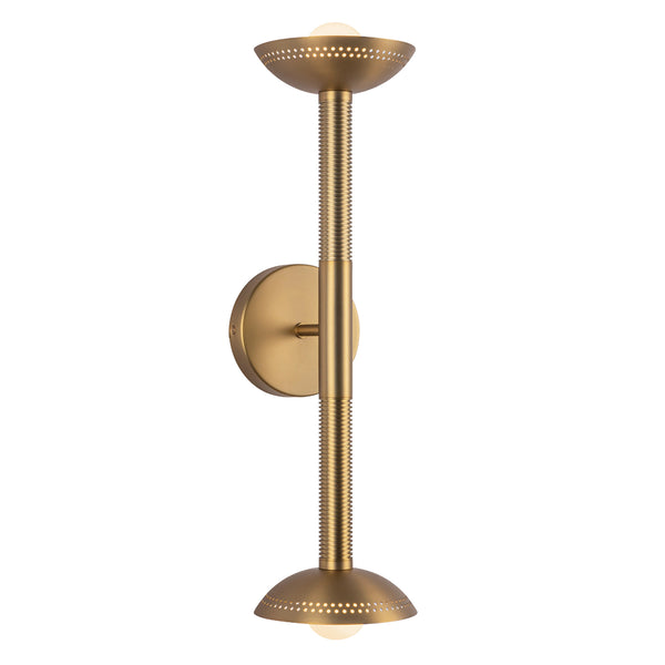 Arden Twin Arm LED Wall Sconce in Brushed Gold and Opal Glass