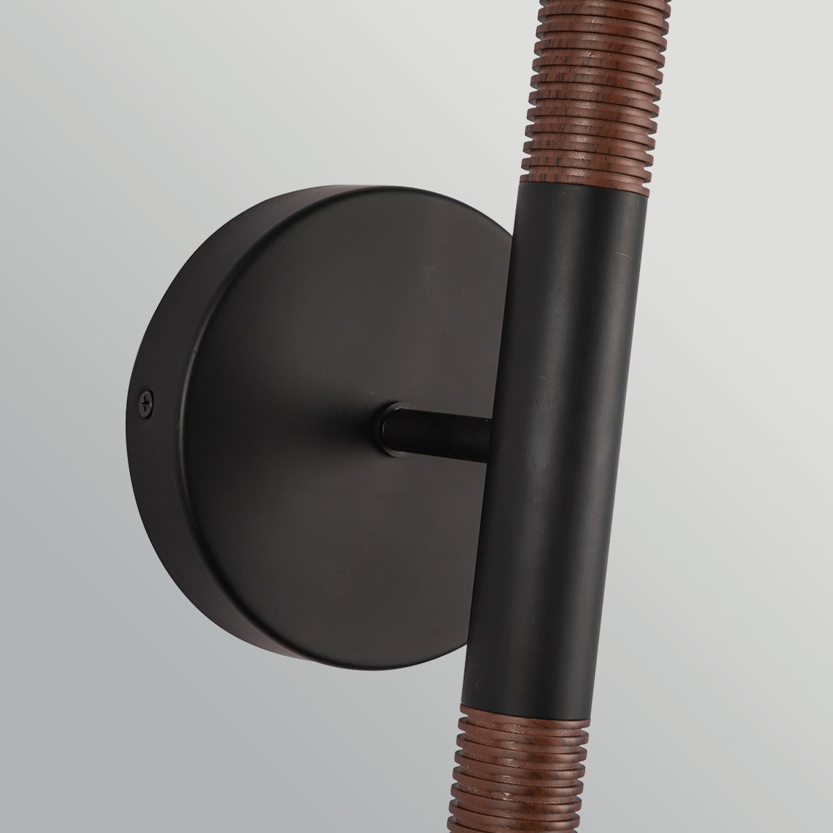Arden Twin Arm LED Wall Sconce in Matte Black with Walnut Wood Veneer and Opal Glass