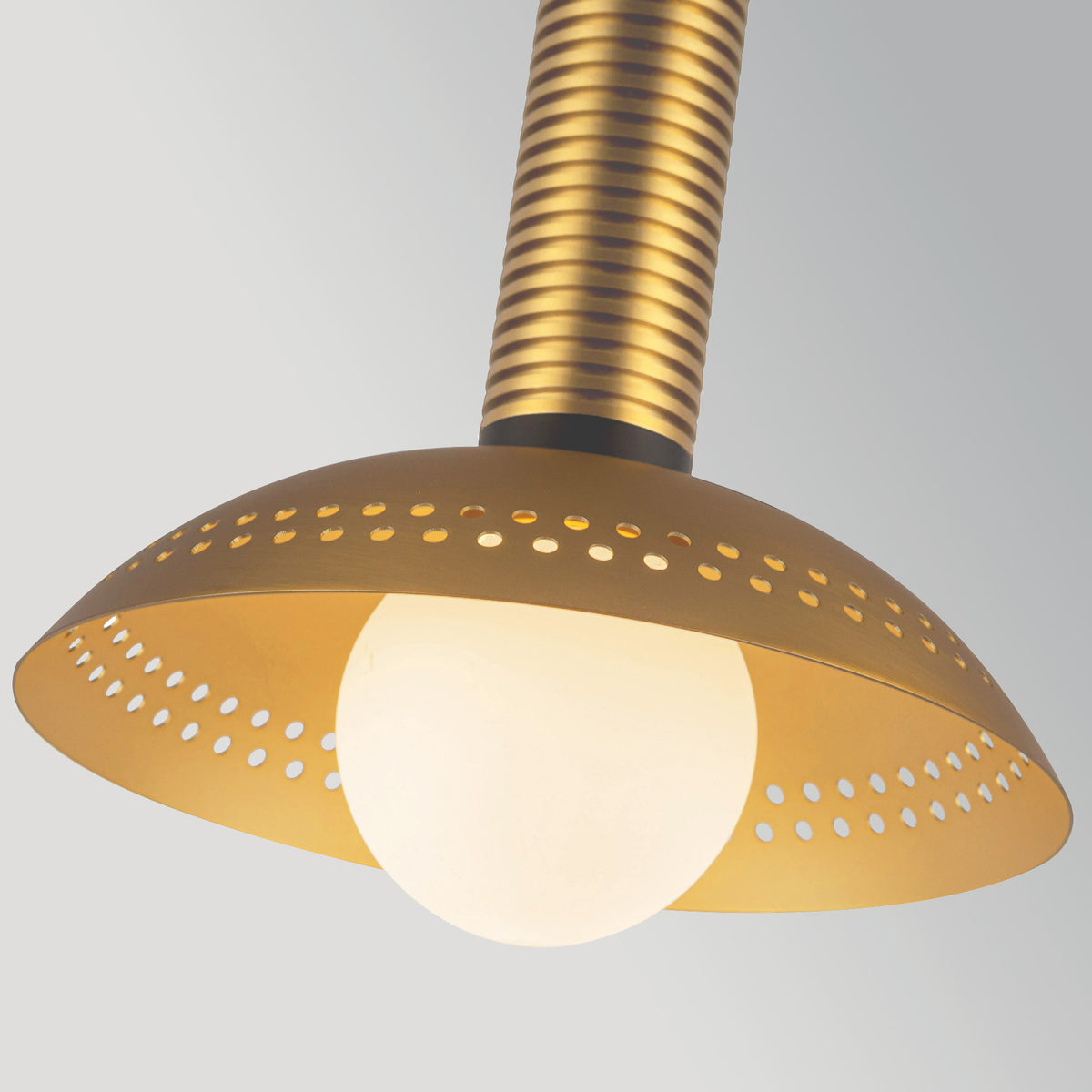 Arden Single Drop LED Pendant in Brushed Gold and Opal Glass