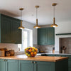 Arden Single Drop LED Pendant in Brushed Gold and Opal Glass
